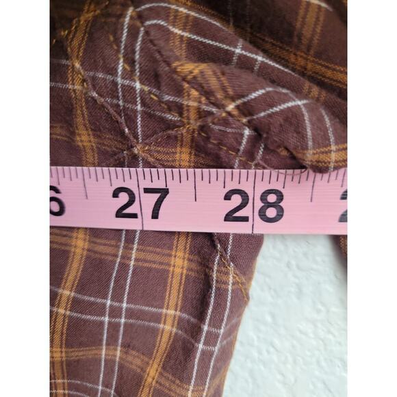 Mecca Mens Button-Up Collared Long Sleeve Shirt 5X Brown Plaid Windowpane Y2K - Picture 6 of 6